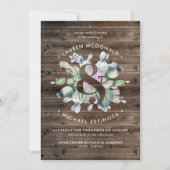 サボテンと古材のウエディングカード（Rustic Cactus & Barnwood Wedding 招待状 (正面)