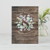 サボテンと古材のウエディングカード（Rustic Cactus & Barnwood Wedding 招待状 (スタンド正面)