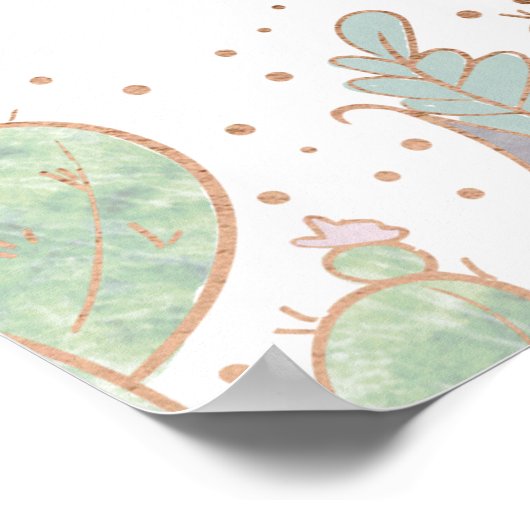 サボテンと多肉幾何学おもしろいゲストブックサイン ポスター (角)