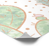 サボテンと多肉幾何学結婚の歓迎サイン ポスター (角)