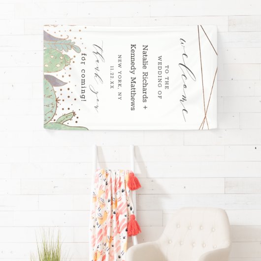 サボテンと多肉幾何学結婚的歓迎 横断幕 (インサイチュ)