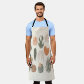 サボテンと多肉性シームレスパターン エプロン (着用した状態)