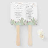 サボテンと多肉性トレンディー結婚の式プログラム ハンドファン (正面&裏面)