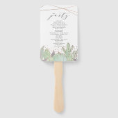 サボテンと多肉性トレンディー結婚の式プログラム ハンドファン (裏面)