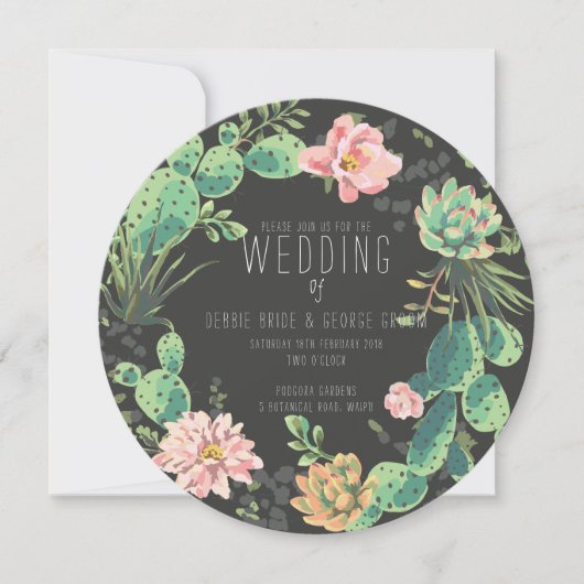 サボテンと多肉性招待状,リース結婚ズ 招待状 (正面)