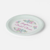 サボテンと多肉株の葉のブライダルシャワー ペーパープレート (アングル)