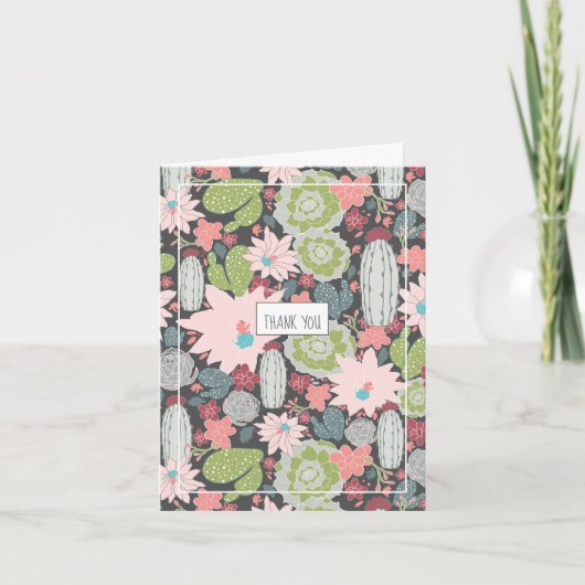サボテンと多肉植物のサンキューカード カード (正面)