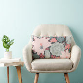 サボテンと多肉植物のピンクの緑のパターン ランバークッション (椅子)