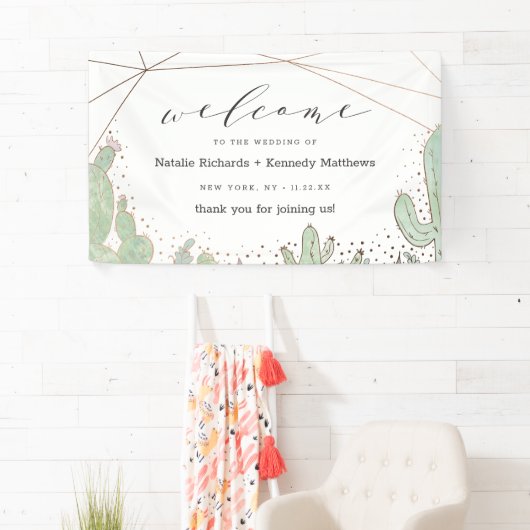 サボテンと多肉植物テラリウム結婚の歓迎 横断幕 (インサイチュ)