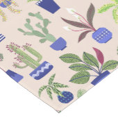 サボテンと多肉植物ピンクパターン ショートテーブルランナー (コーナー)