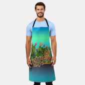 サボテンと多肉模様エプロン エプロン (着用した状態)