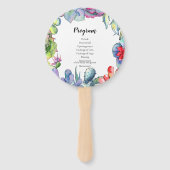 サボテンと多肉水彩結婚式プログラム ハンドファン (裏面)