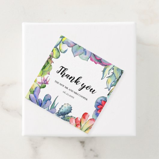 サボテンと多肉質の水色の結婚もの フェイバータグ (インサイチュ)