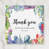 サボテンと多肉質の水色の結婚もの フェイバータグ (正面)