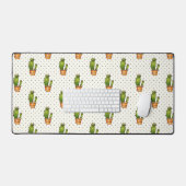 サボテンと多肉質ポリックドットパターン デスクマット (キーボード&マウス)