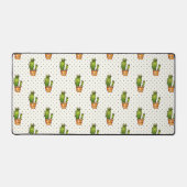 サボテンと多肉質ポリックドットパターン デスクマット (正面)