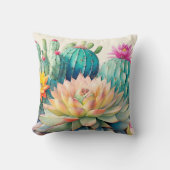 サボテンと多肉質 クッション (正面)