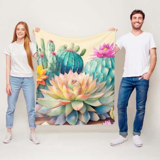 サボテンと多肉質 フリースブランケット (インサイチュ)