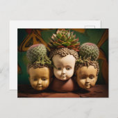 サボテンと多肉頭プランターポストカード ポストカード (正面/裏面)