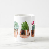 サボテンと多肉類のバラ金ゴールドポット コーヒーマグカップ (中央)