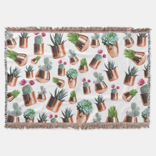 サボテンと多肉類のバラ金ゴールドポット スローブランケット (正面)