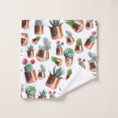 サボテンと多肉類のバラ金ゴールドポット バスタオルセット (ウォッシュタオル)