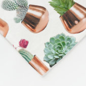 サボテンと多肉類のバラ金ゴールドポット フリースブランケット (角)