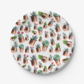 サボテンと多肉類のバラ金ゴールドポット ペーパープレート (正面)