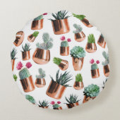 サボテンと多肉類のバラ金ゴールドポット ラウンドクッション (裏面)