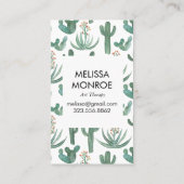 サボテンと多肉類図解入りの、写真付きの砂漠の水色 名刺 (裏面)