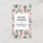 サボテンと多肉類図解入りの、写真付きの砂漠の水色 名刺 (裏面)