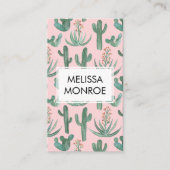 サボテンと多肉類図解入りの、写真付きの砂漠の水色 名刺 (正面)