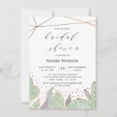 サボテンと多肉類幾何学シックブライダルシャワー 招待状 (正面)