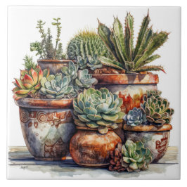 サボテンと多肉類 タイル