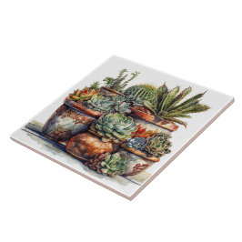 サボテンと多肉類 タイル