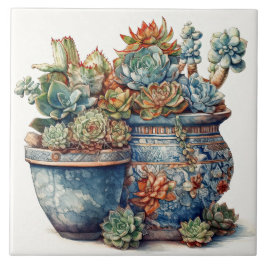 サボテンと多肉類 タイル