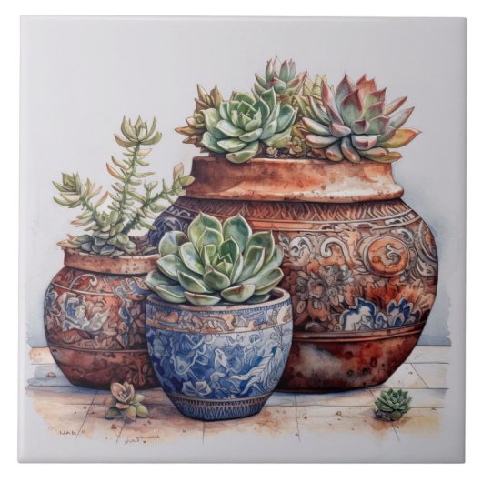 サボテンと多肉類 タイル (正面)