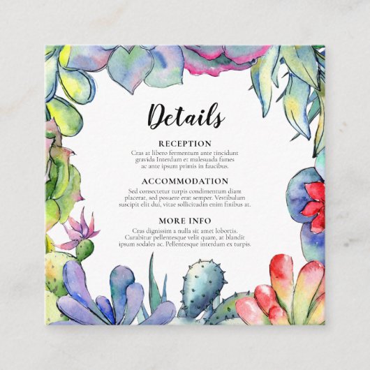 サボテンと結婚吸汁剤のゲスト情報 エンクロージャーカード (正面)