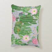 サボテンと花、水の色のシームレス絵を描な。 アクセントクッション (裏面(縦))