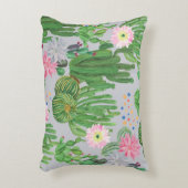 サボテンと花、水の色のシームレス絵を描な。 アクセントクッション (正面(垂直))