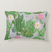 サボテンと花、水の色のシームレス絵を描な。 アクセントクッション (裏面)