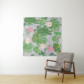 サボテンと花、水の色のシームレス絵を描な。 タペストリー (インサイチュ(横))