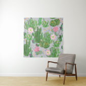 サボテンと花、水の色のシームレス絵を描な。 タペストリー (インサイチュ)