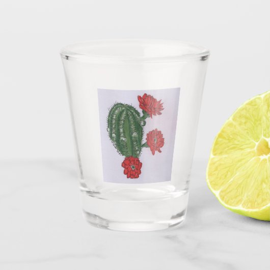 サボテンと赤い花2 ショットグラス (正面)