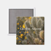 サボテンと野生の気に花無料，アリゾナ マグネット (正面/裏面)