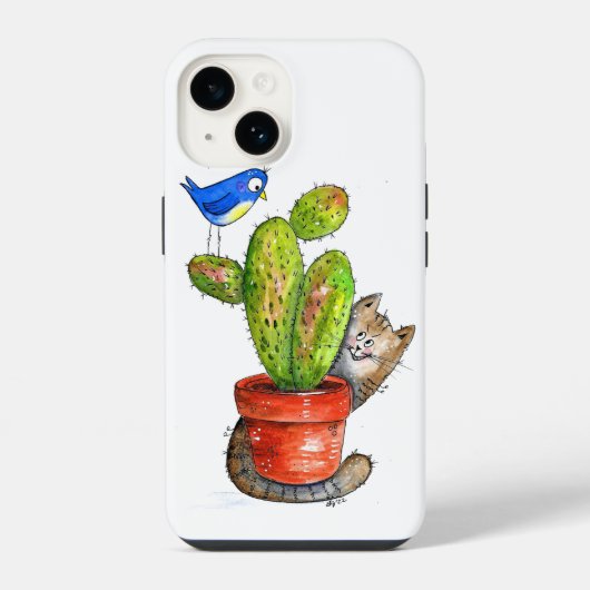 サボテンに隠れるいたずら猫 iPhoneケース (裏面)