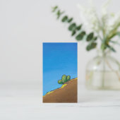 サボテンのおもしろいの砂漠の景色の芸術の多彩な絵画 名刺 (スタンド正面)