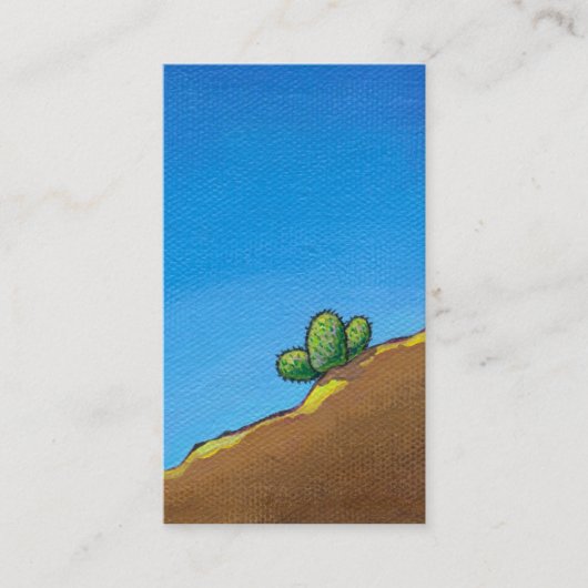 サボテンのおもしろいの砂漠の景色の芸術の多彩な絵画 名刺 (正面)