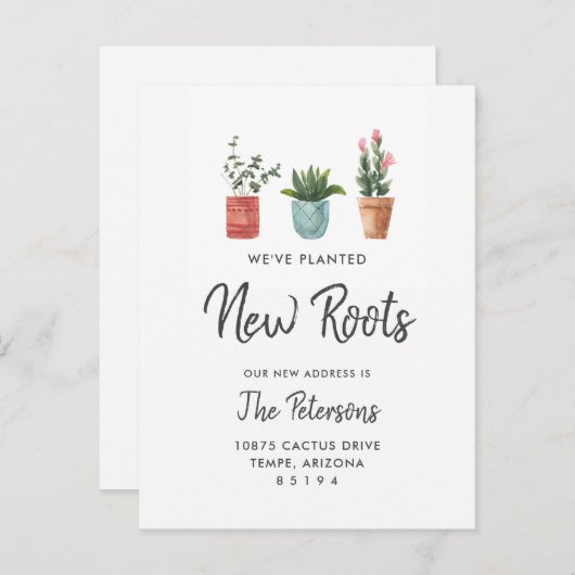 サボテンのお引越しのお知らせ | 新しい根っこ 案内ポストカード (正面/裏面)