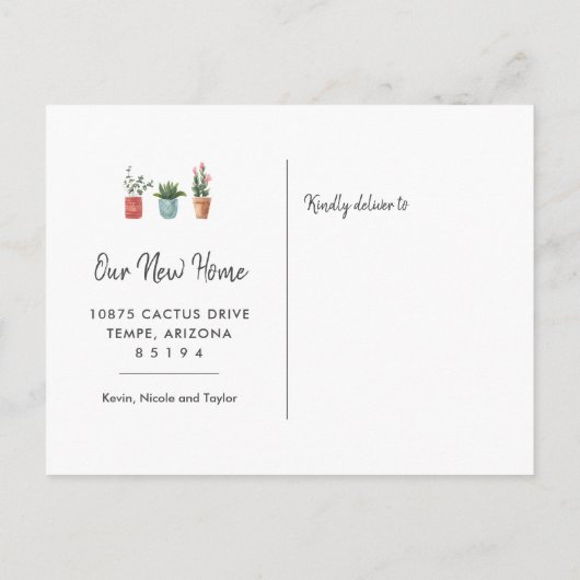 サボテンのお引越しのお知らせ | 新しい根っこ 案内ポストカード (裏面)